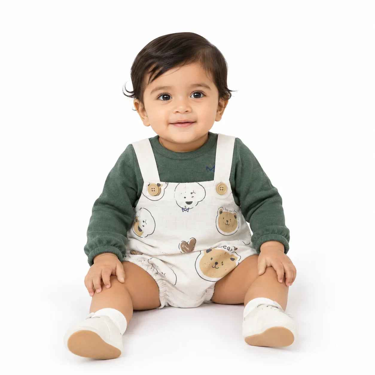 Baby Dungaree Style Romper With Inner Top